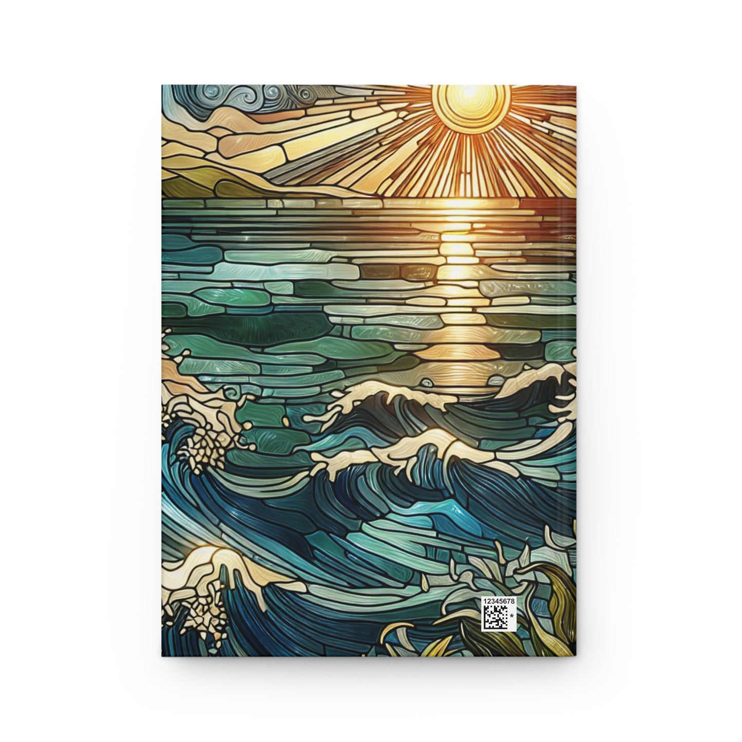 Ocean Sun Stained Glass Journal, Hardcover Notebook, Diary, Artistic Writing Pad, Planner, Sketchbook