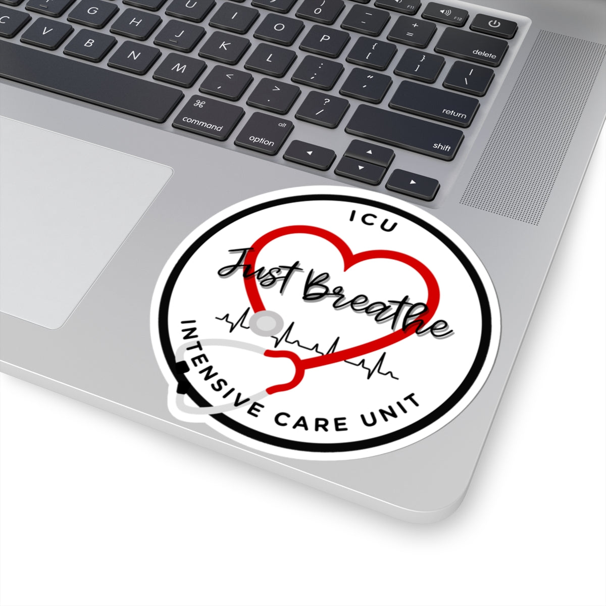 ICU Just Breathe Stickers, Nursing Decor, Heartbeat Stickers, Medical Gifts, Inspirational Stickers