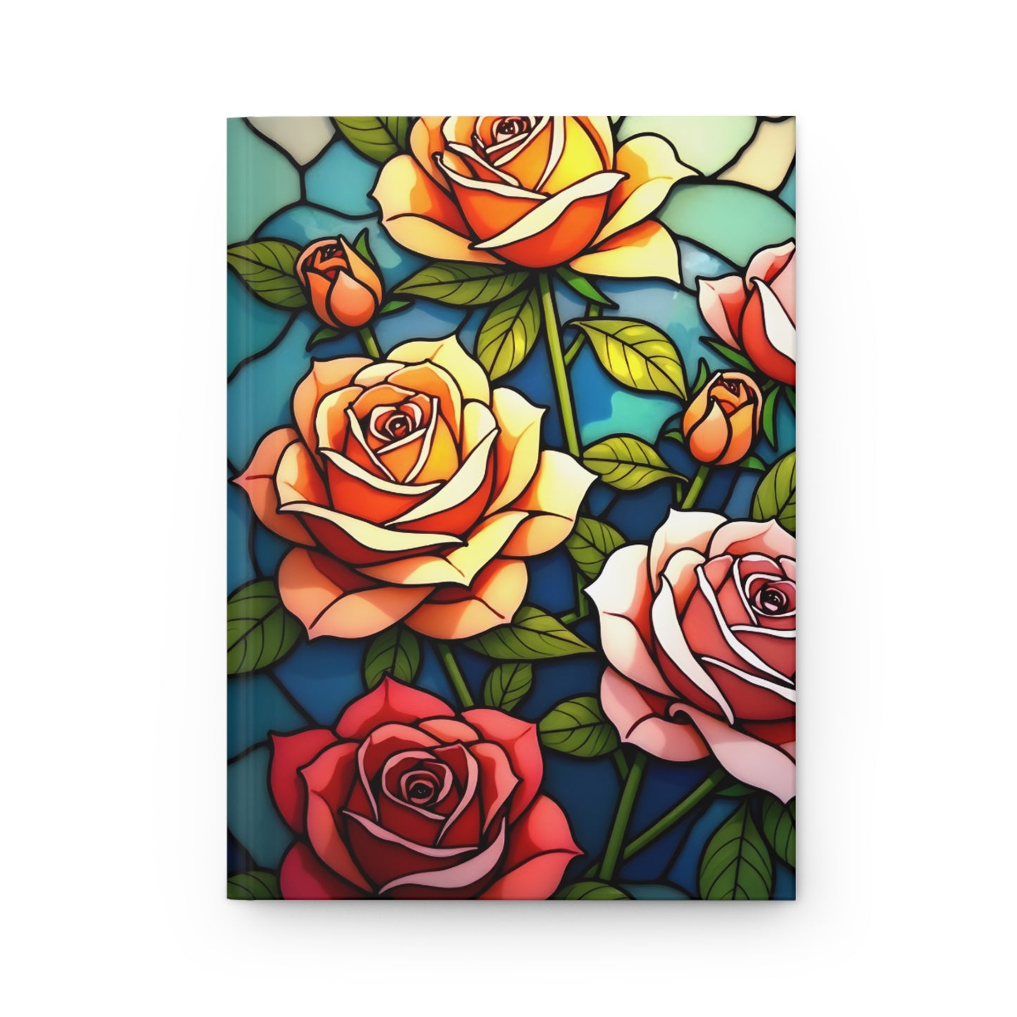 Roses Stained Glass Journal, Flowers Writing Notebook, Artistic Gift for Flower Lovers, Creative Hardcover Diary