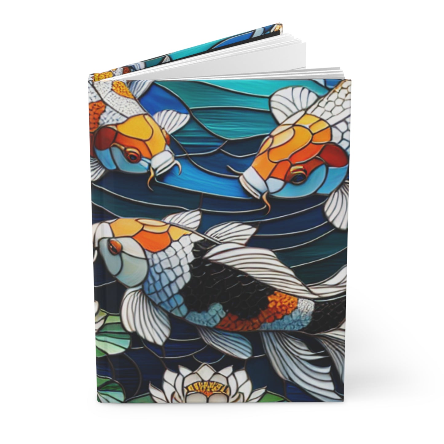 Koi Fish Stained Glass Journal, Lined Writing Notebook, Artistic Gift for Fish Lovers, Creative Diary