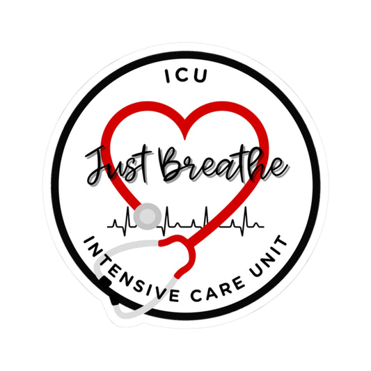 ICU Just Breathe Stickers, Nursing Decor, Heartbeat Stickers, Medical Gifts, Inspirational Stickers