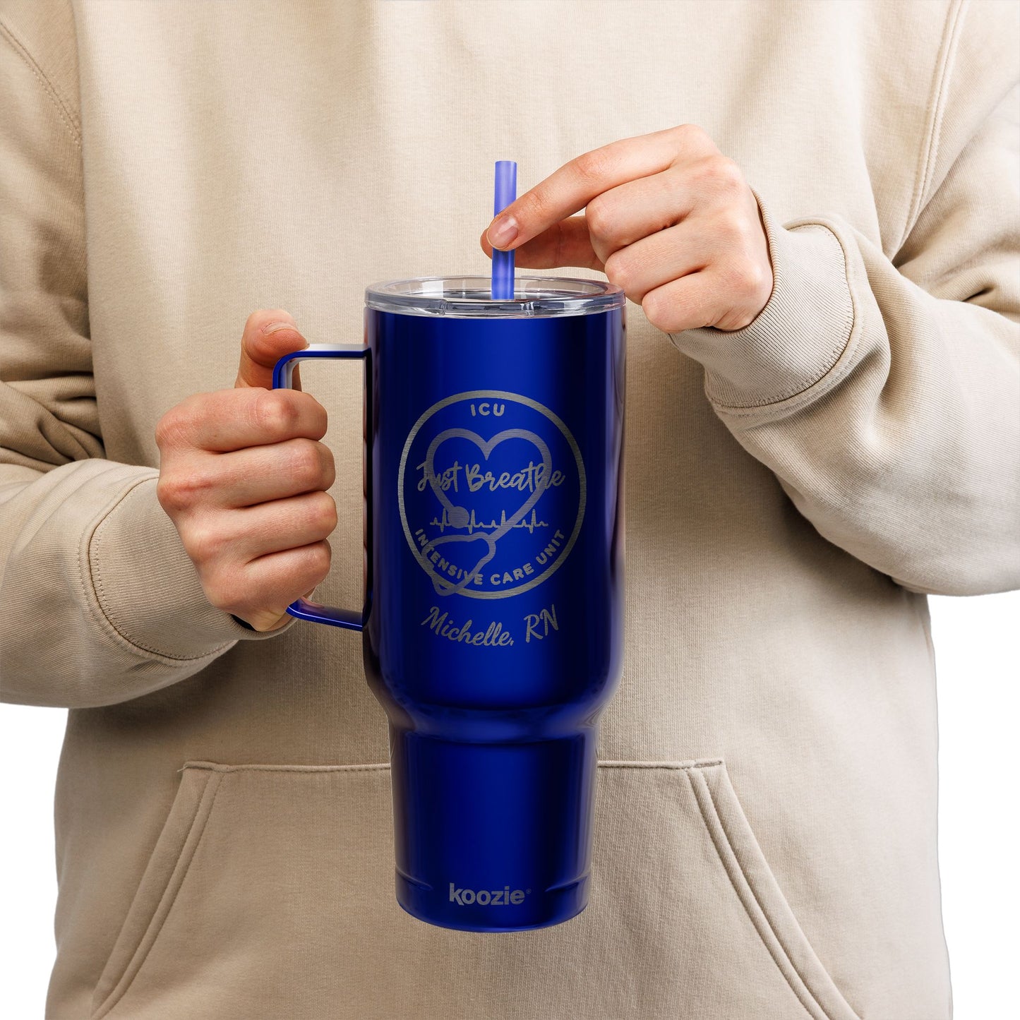 Custom Engraved 40oz Insulated Tumbler - ICU Nurse Personalized Gift