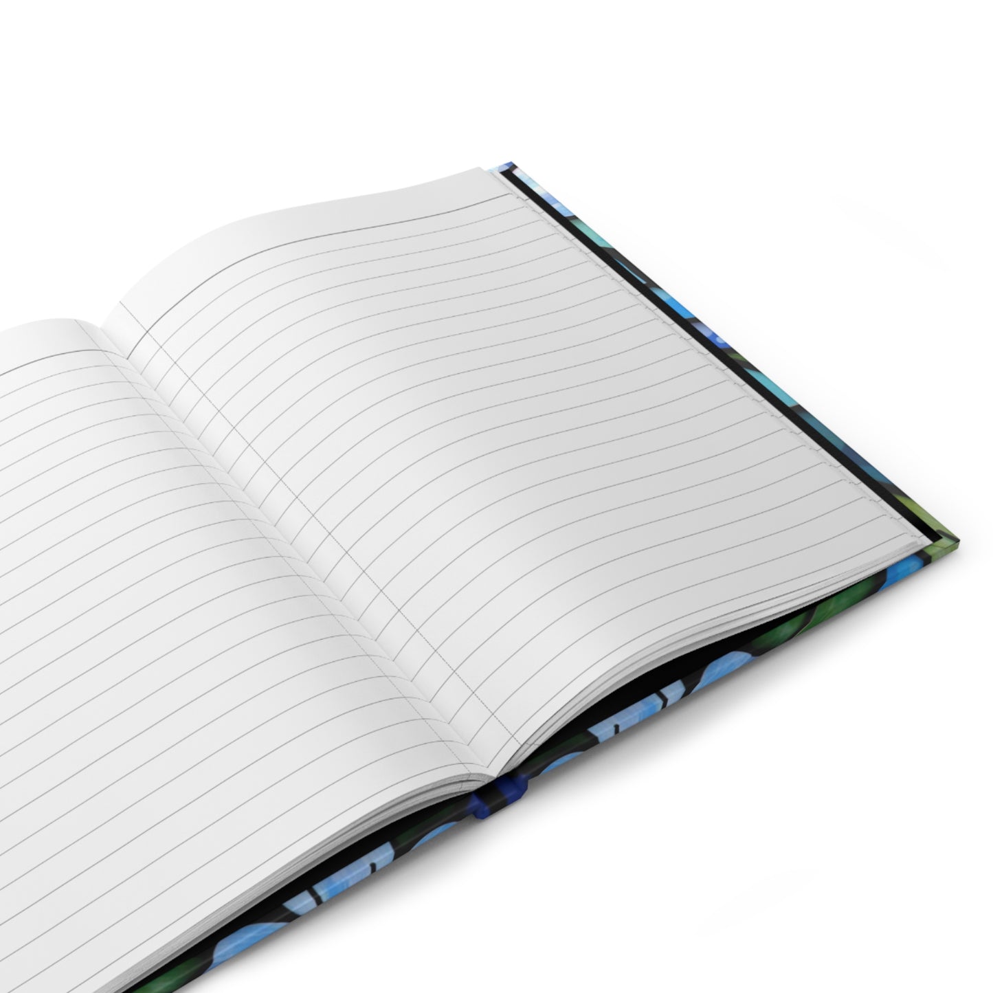 Forget Me Not Stained Glass Journal, Blue Floral Hardcover Writing Notebook, Artistic Gift for Flower Lovers, Creative Hardcover Diary