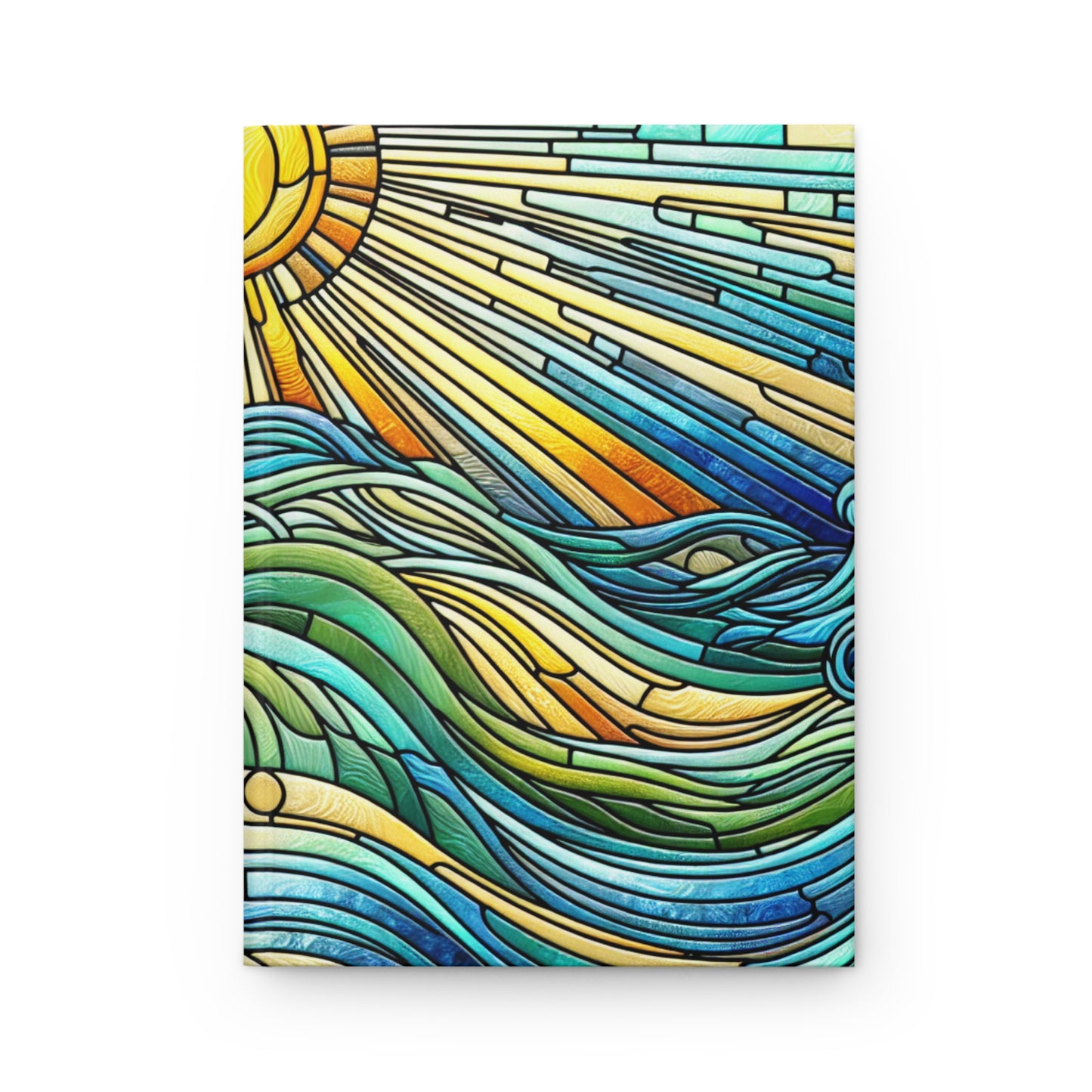Ocean Sun Swirls Journal, Hardcover Notebook, Diary, Artistic Writing Pad, Planner, Sketchbook