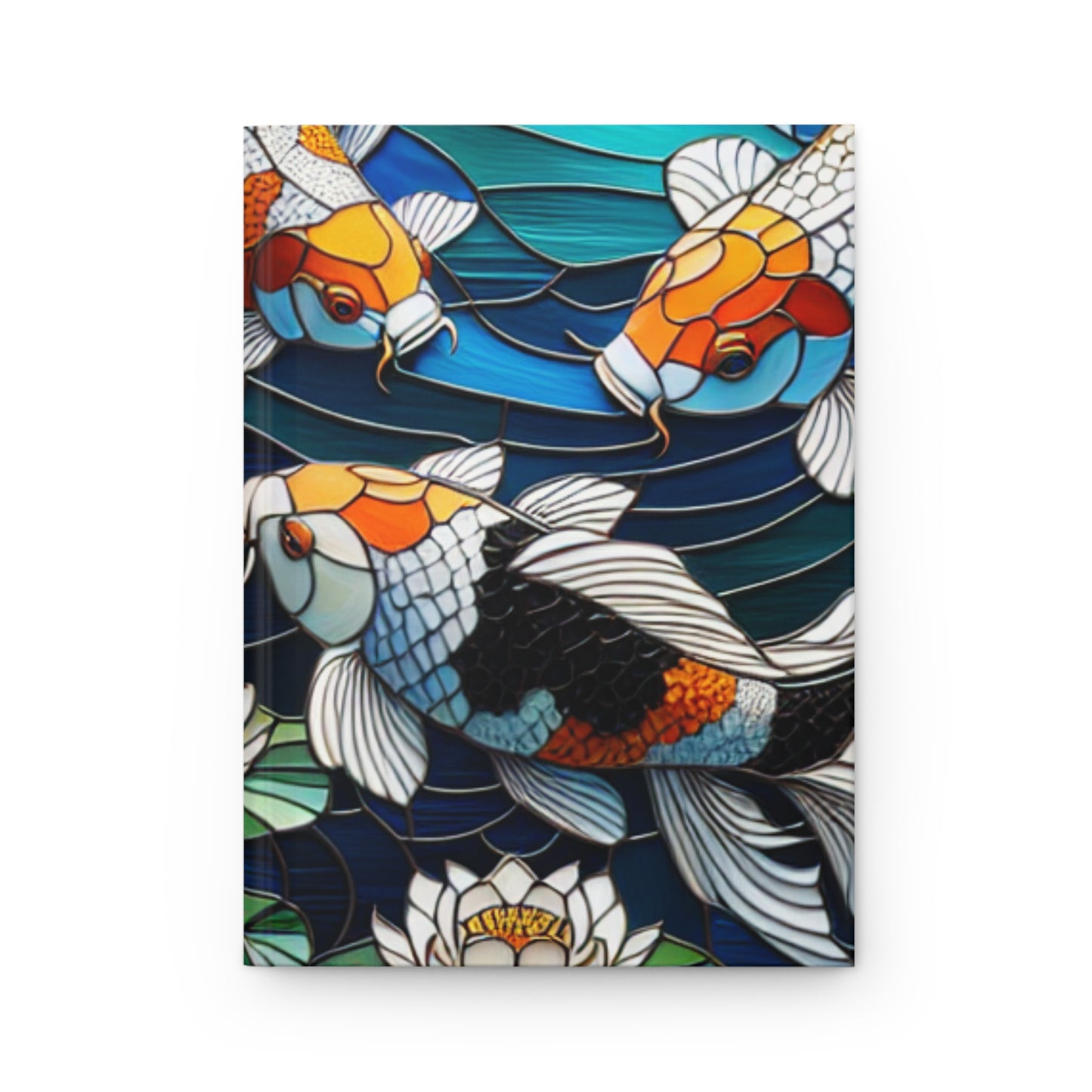 Koi Fish Stained Glass Journal, Lined Writing Notebook, Artistic Gift for Fish Lovers, Creative Diary