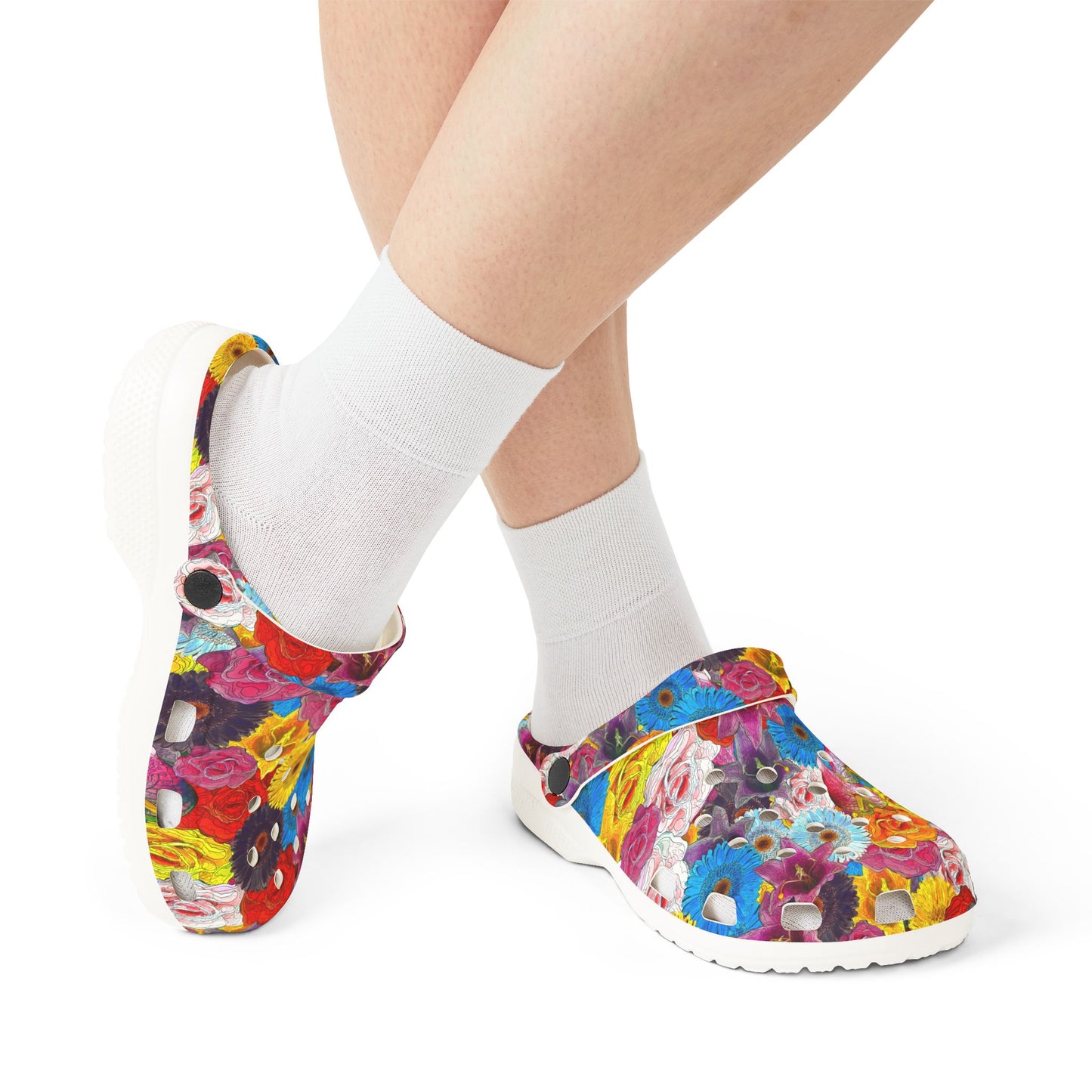 Colorful Floral EVA Foam Rubber Shoes, Nurse Shoes, Garden Clogs, Trendy Summer Footwear, Unique Slip-On Shoes, Comfortable Everyday Wear