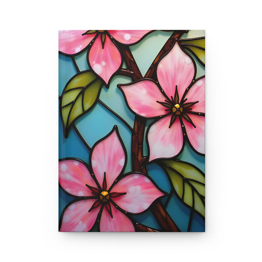 Floral Stained Glass Journal, Apple Blossom Writing Notebook, Artistic Gift for Garden Lovers, Creative Diary, Springtime Memories