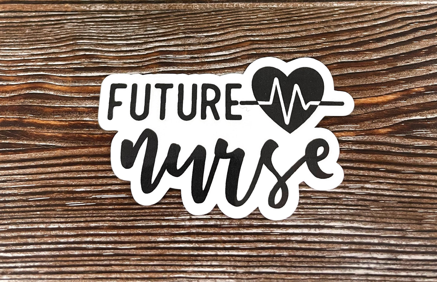 Future Nurse Heartbeat, Die Cut Vinyl Sticker, Boho Fun, Water