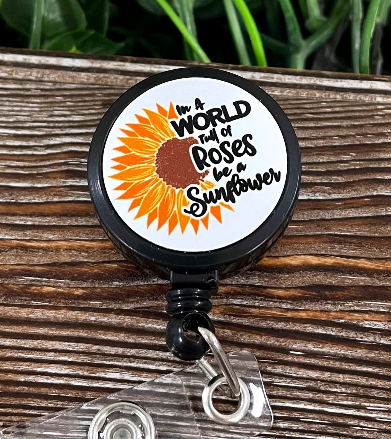 In a World of Roses be a Sunflower, Retractable Badge Reel, , Boho