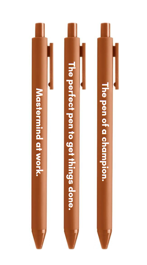 Mastermind Pen Set 🏆 | Gel Click Pen Gift Set | 3 Pens in Caramel