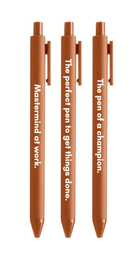 Mastermind Pen Set 🏆 | Gel Click Pen Gift Set | 3 Pens in Caramel