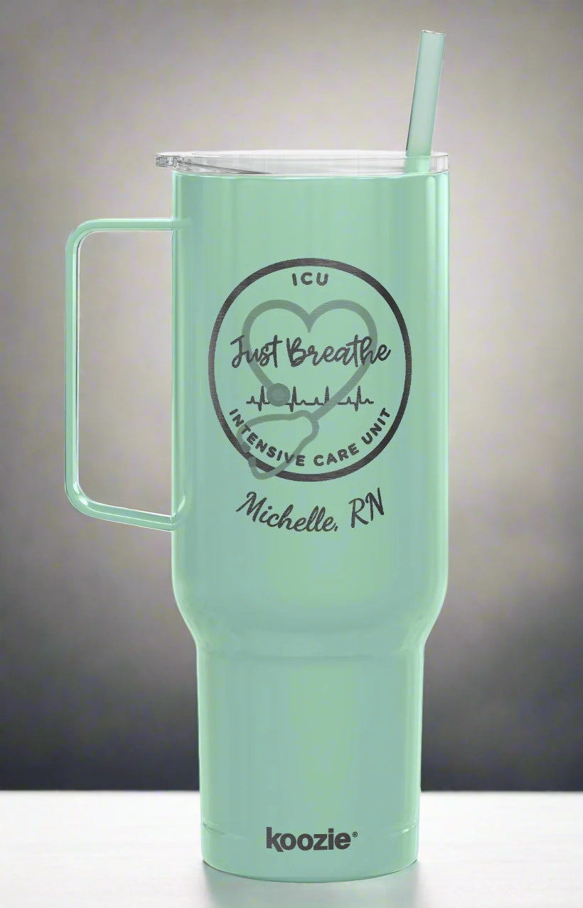 Custom Engraved 40oz Insulated Tumbler - ICU Nurse Personalized Gift