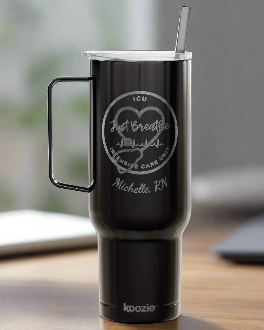 Custom Engraved 40oz Insulated Tumbler - ICU Nurse Personalized Gift