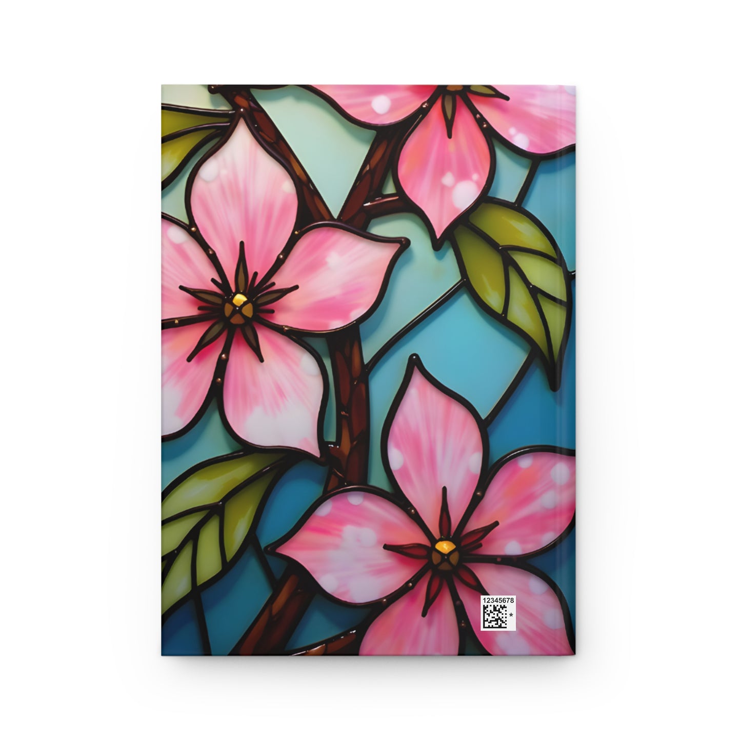 Floral Stained Glass Journal, Apple Blossom Writing Notebook, Artistic Gift for Garden Lovers, Creative Diary, Springtime Memories