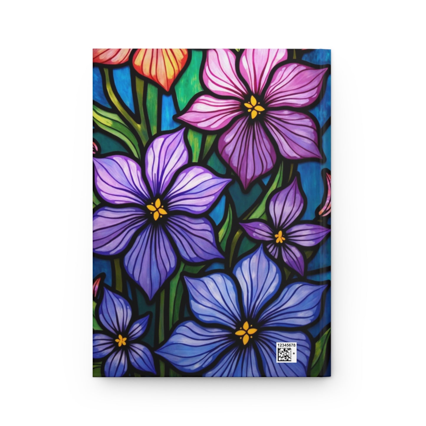 Floral Stained Glass Journal, Violets Writing Notebook, Artistic Gift for Flower Lovers, Creative Hardcover Diary