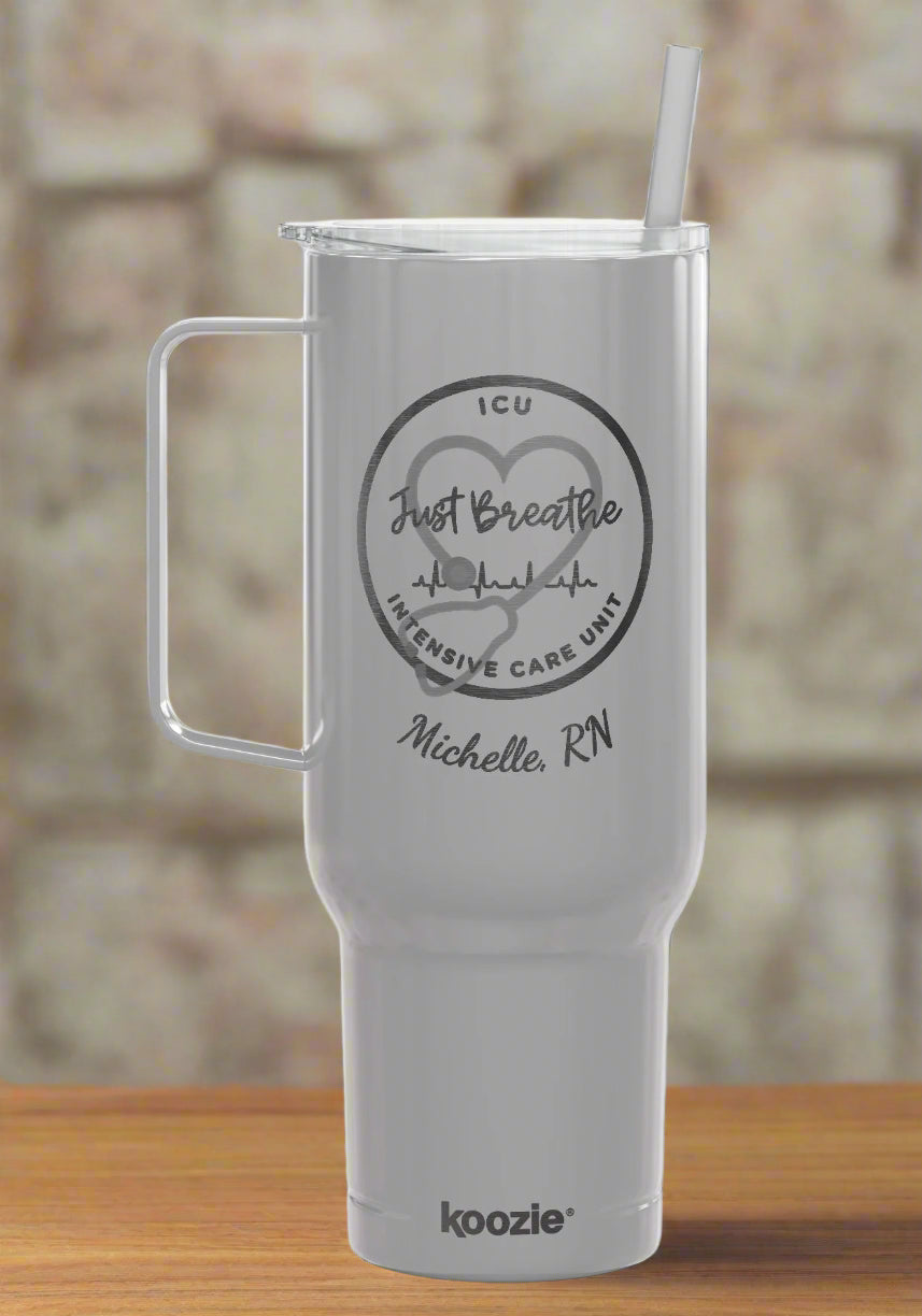 Custom Engraved 40oz Insulated Tumbler - ICU Nurse Personalized Gift