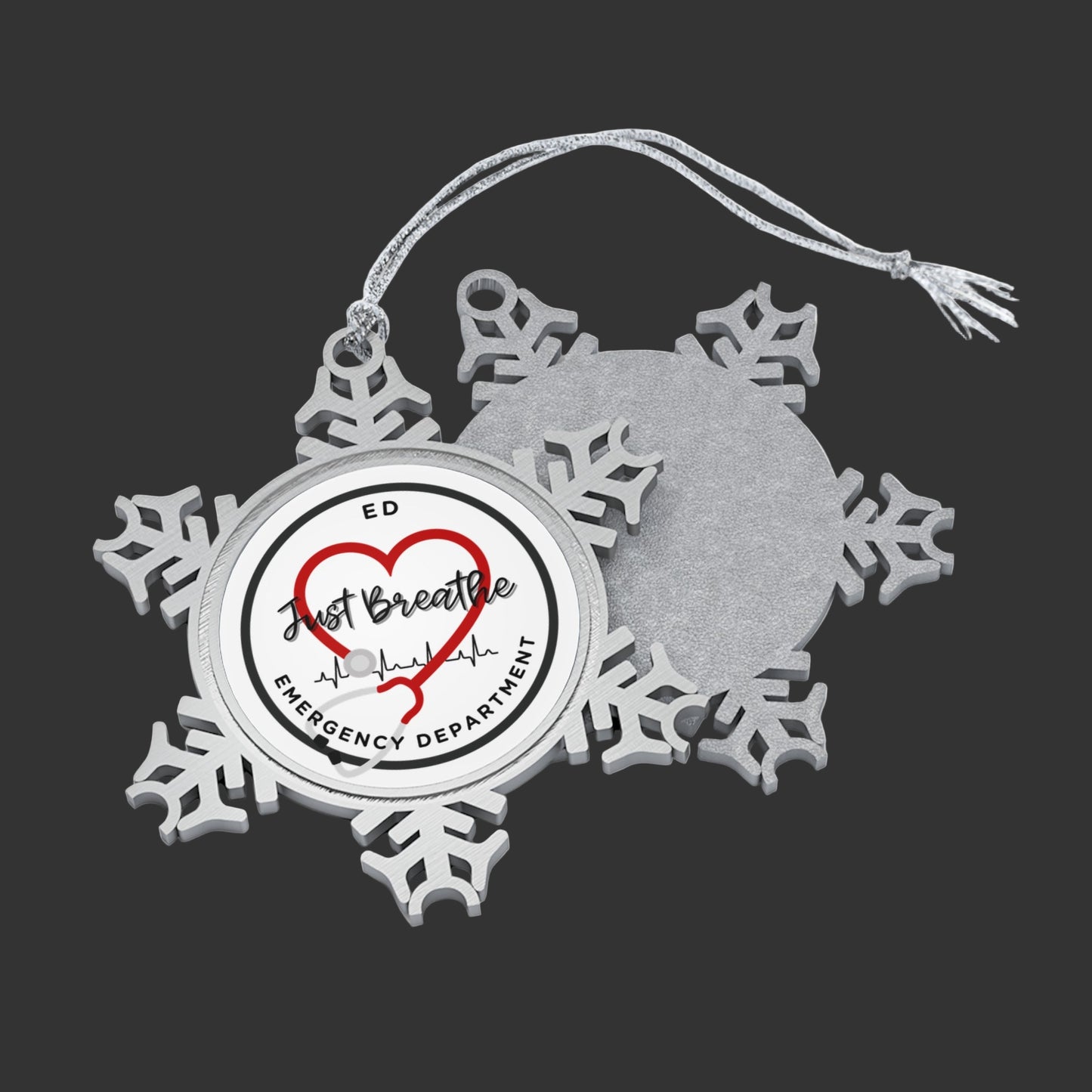 ED Nurse Snowflake Ornament for Christmas Tree, Holiday Gift, Hospital Staff Appreciation, Medical Christmas Decor, High Quality Pewter