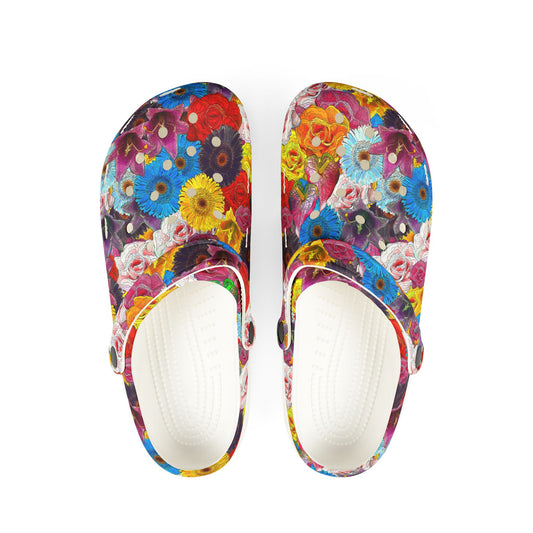 Colorful Floral EVA Foam Rubber Shoes, Nurse Shoes, Garden Clogs, Trendy Summer Footwear, Unique Slip-On Shoes, Comfortable Everyday Wear