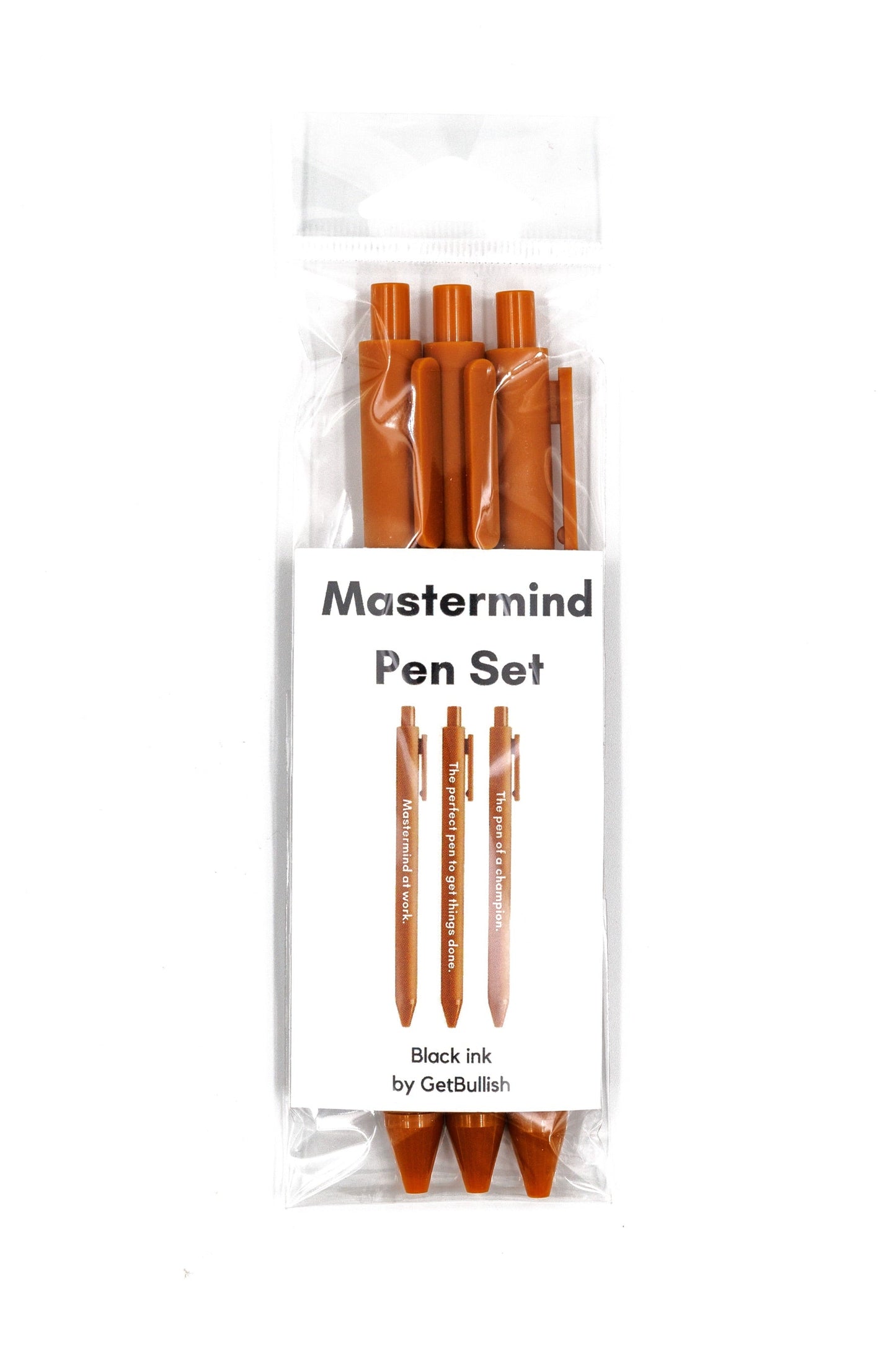 Mastermind Pen Set 🏆 | Gel Click Pen Gift Set | 3 Pens in Caramel