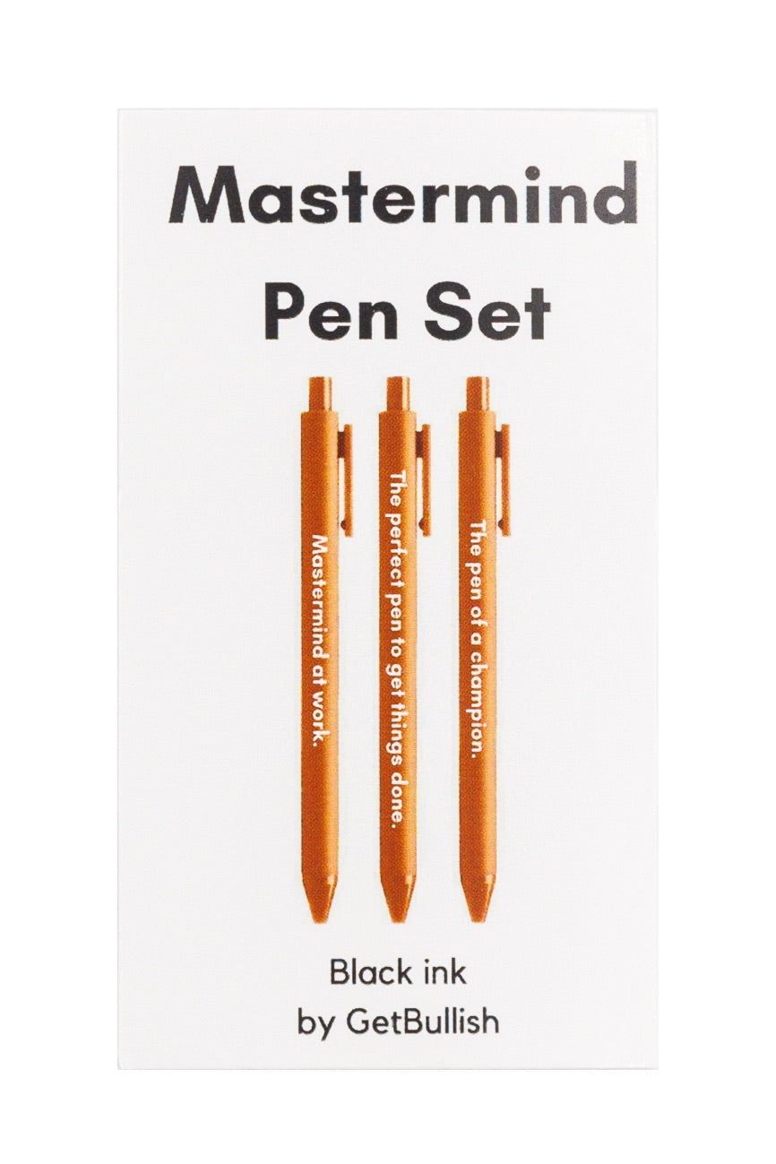 Mastermind Pen Set 🏆 | Gel Click Pen Gift Set | 3 Pens in Caramel