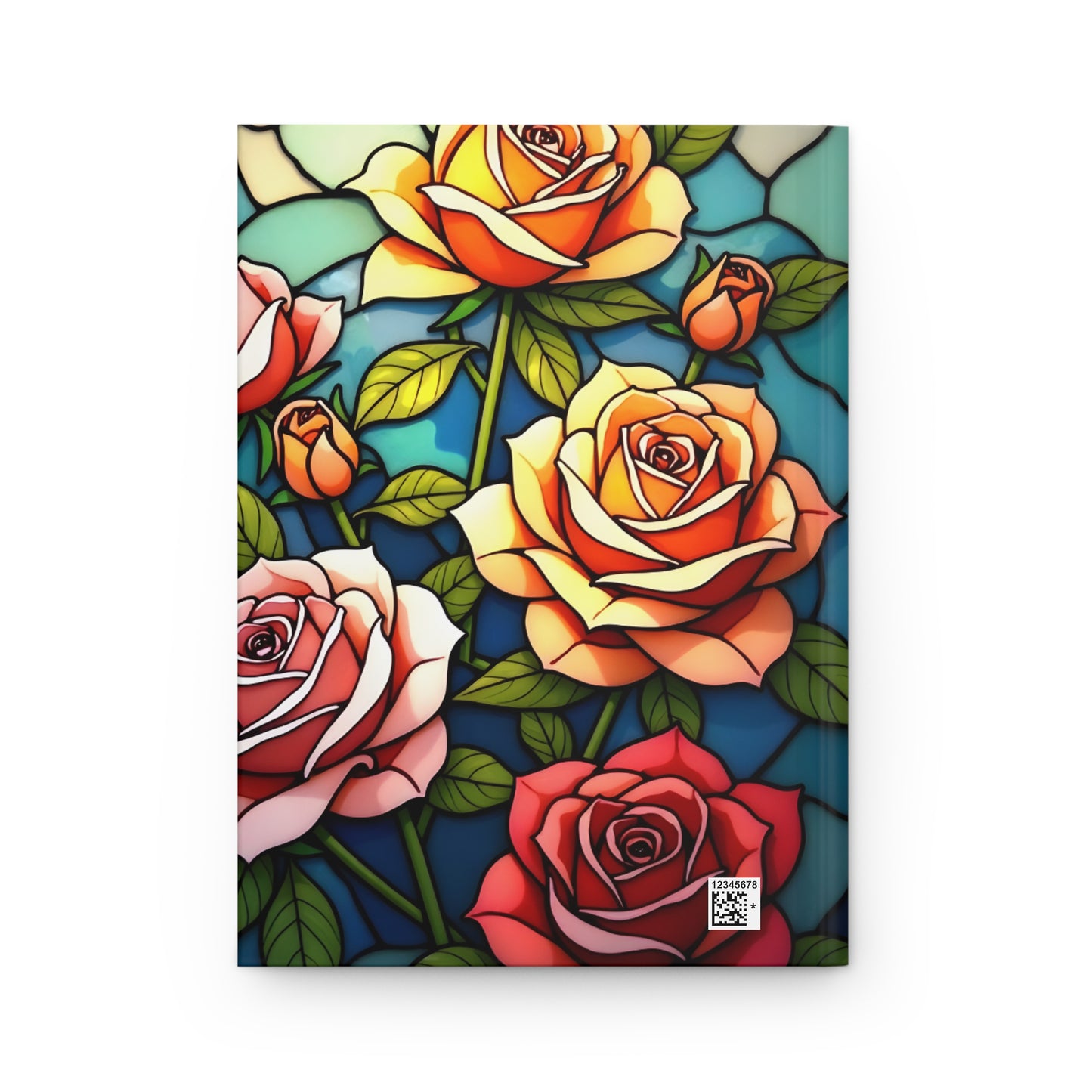 Roses Stained Glass Journal, Flowers Writing Notebook, Artistic Gift for Flower Lovers, Creative Hardcover Diary