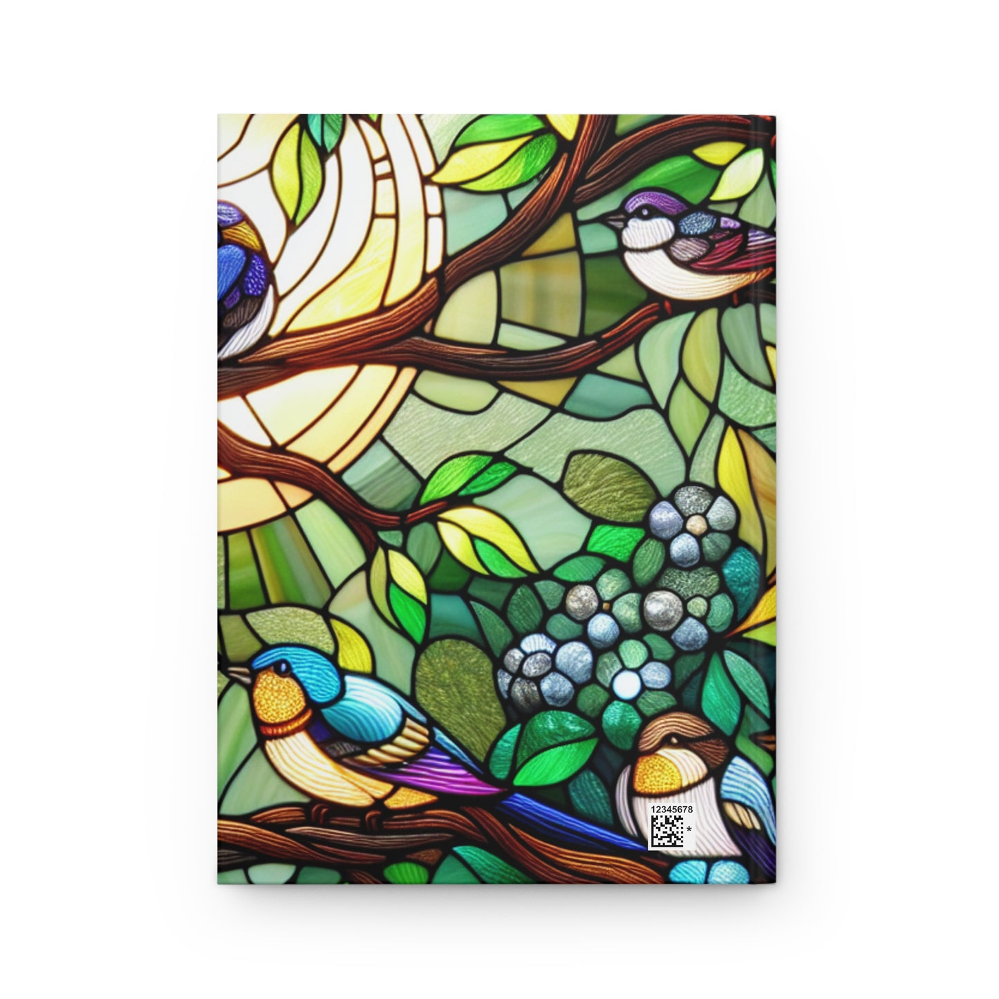 Birds Stained Glass Journal, Hardcover Writing Notebook, Artistic Gift for Bird Lovers, Creative Hardcover Diary