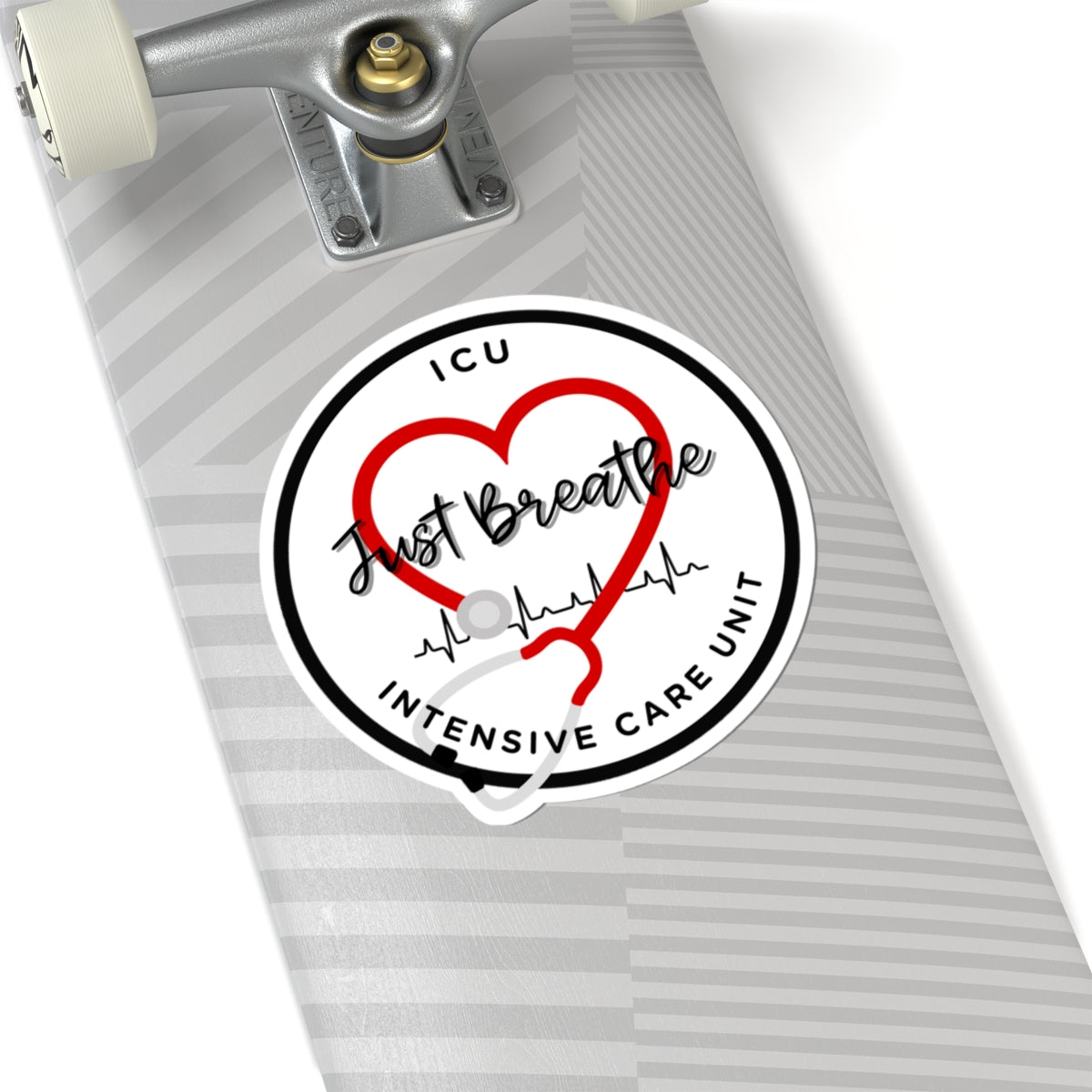 ICU Just Breathe Stickers, Nursing Decor, Heartbeat Stickers, Medical Gifts, Inspirational Stickers