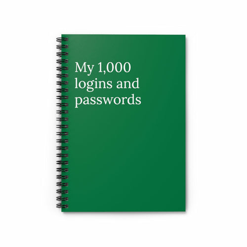 My 1,000 passwords and logins Spiral Funny notebook