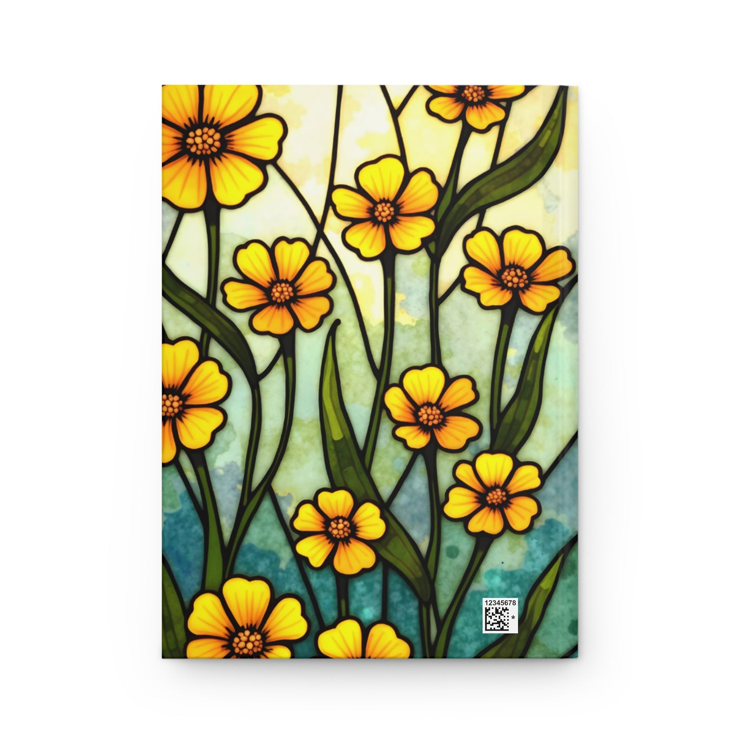 Buttercup Stained Glass Journal, Yellow Flowers Writing Notebook, Artistic Gift for Flower Lovers, Creative Hardcover Diary