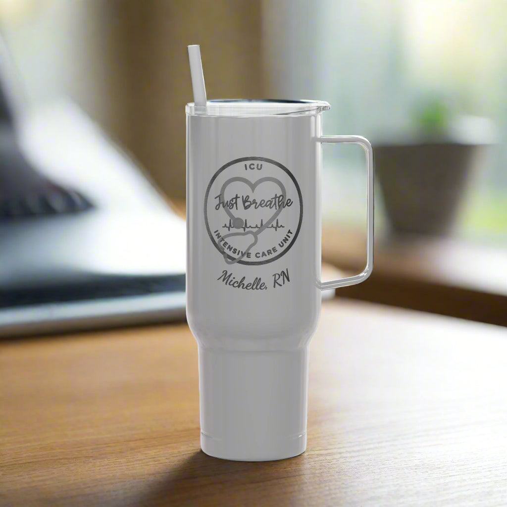 Custom Engraved 40oz Insulated Tumbler - ICU Nurse Personalized Gift