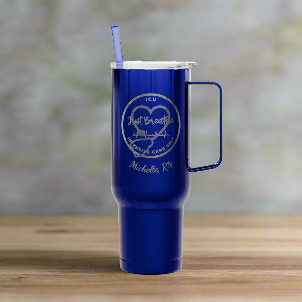 Custom Engraved 40oz Insulated Tumbler - ICU Nurse Personalized Gift