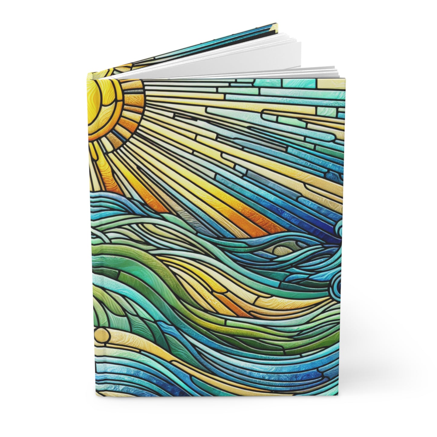 Ocean Sun Swirls Journal, Hardcover Notebook, Diary, Artistic Writing Pad, Planner, Sketchbook