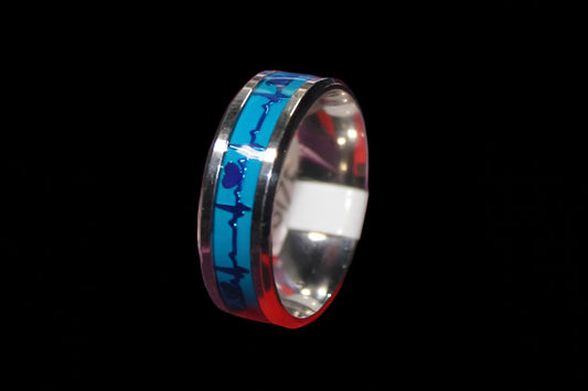 EKG Rhythm Tracing Ring Band Glowing Great Medical Gift