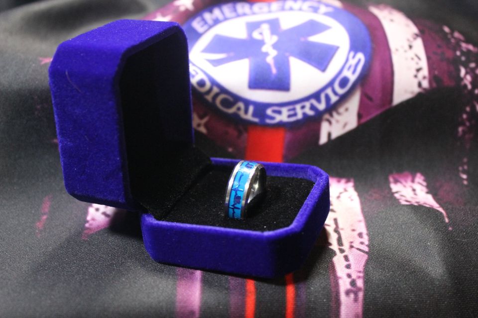 EKG Rhythm Tracing Ring Band Glowing Great Medical Gift