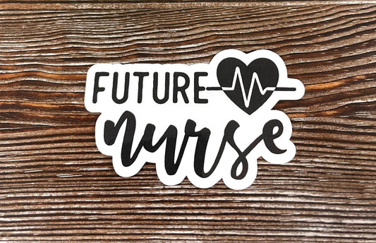 Future Nurse Heartbeat, Die Cut Vinyl Sticker, Boho Fun, Water