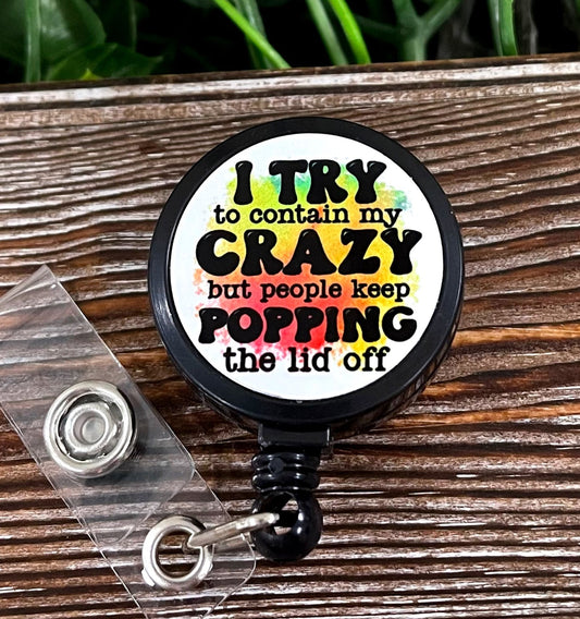 Snarky Sarcasm Quote, Retractable Badge Reel, Boho Fun, Sublimation