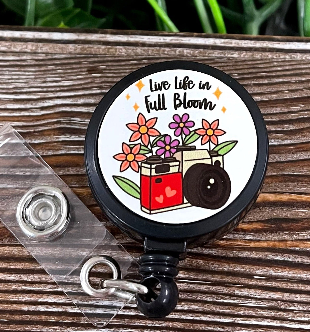 Live Life in Full Bloom, Retractable Badge Reel, , Boho Fun,