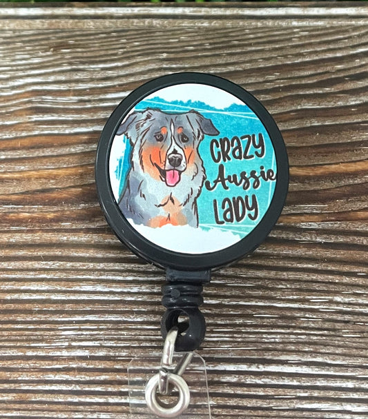 Crazy Aussie Lady, Retractable Badge Reel, , Boho Fun, Sublimation
