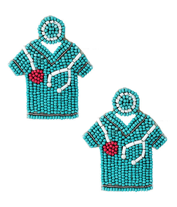 NURSE THEME HANDMADE MULTI SEEDBEAD EARRING